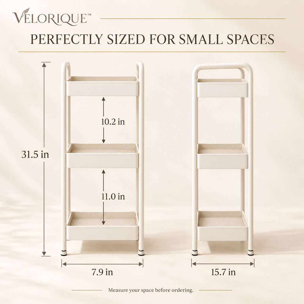 𝑽𝑬𝑳𝑶𝑹𝑰𝑸𝑼𝑬™ Mora Rise & Restore Slim Storage Shelf — Three-Tier Bathroom Organizer