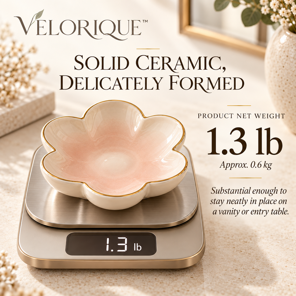 𝑽𝑬𝑳𝑶𝑹𝑰𝑸𝑼𝑬™ Noma Soft Bloom Ceramic Trinket Dish — Jewelry & Key Catchall