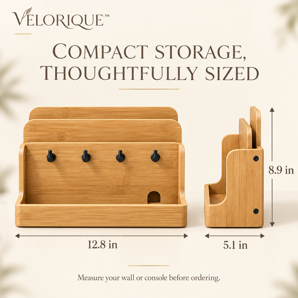 𝑽𝑬𝑳𝑶𝑹𝑰𝑸𝑼𝑬™ TidyArc Coming Home Entryway Organizer — Wood Mail & Key Station