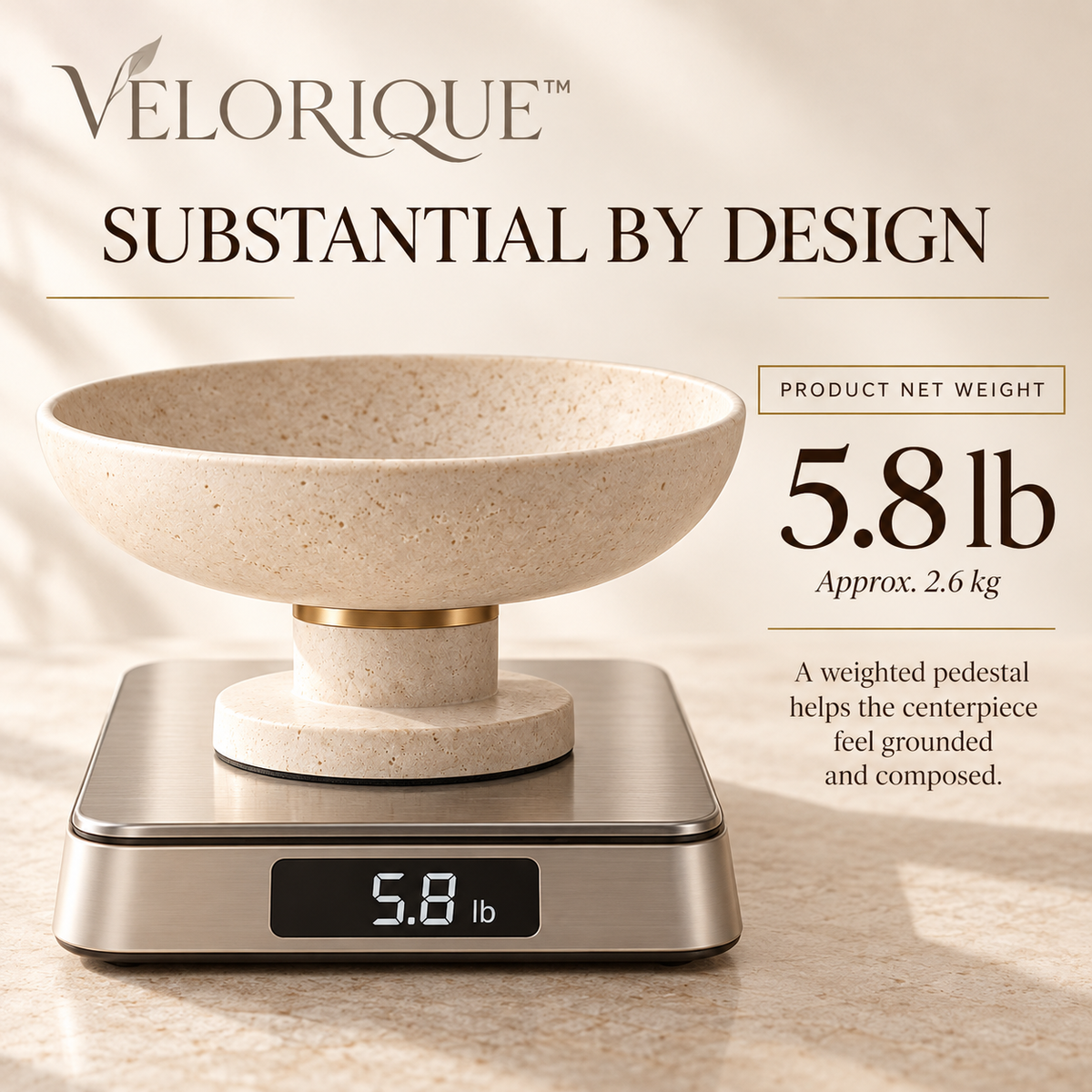 𝑽𝑬𝑳𝑶𝑹𝑰𝑸𝑼𝑬™ Halo Center of Calm Pedestal Bowl — Modern Decorative Centerpiece