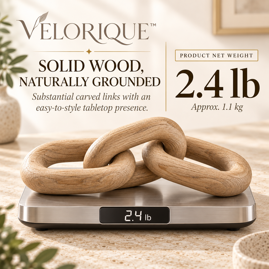 𝑽𝑬𝑳𝑶𝑹𝑰𝑸𝑼𝑬™ Eira Ties of Nature Wooden Chain Sculpture — Hand-Finished Table Décor