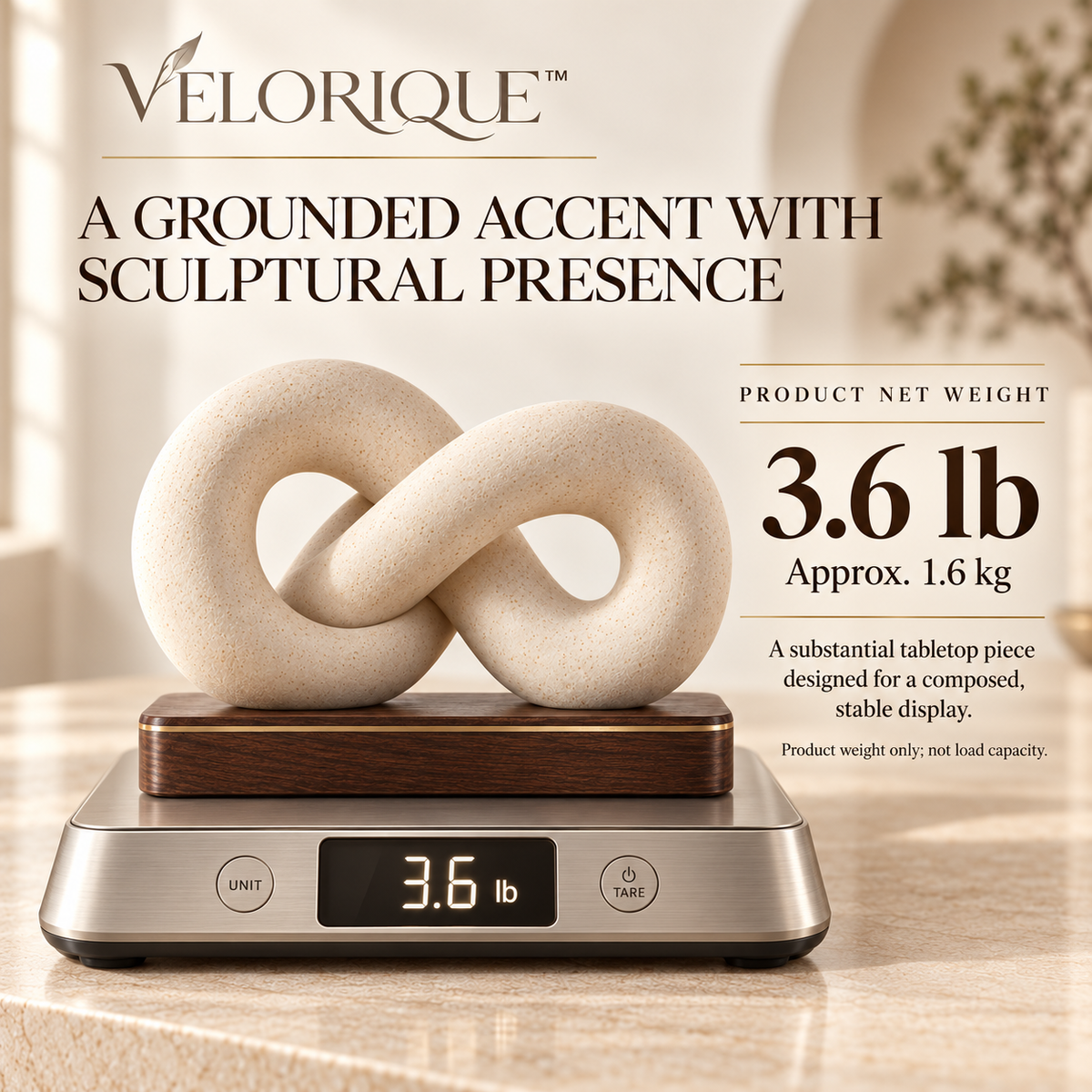 𝑽𝑬𝑳𝑶𝑹𝑰𝑸𝑼𝑬™ Cove Eternal Connection Knot Sculpture — Abstract Tabletop Décor