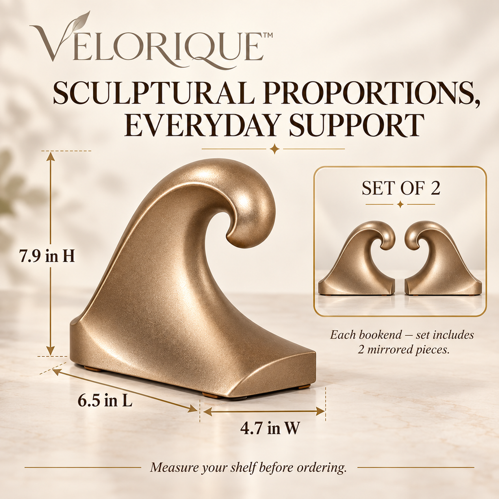𝑽𝑬𝑳𝑶𝑹𝑰𝑸𝑼𝑬™ Mira Rhythm in Motion Wave Bookends — Metal Set of 2