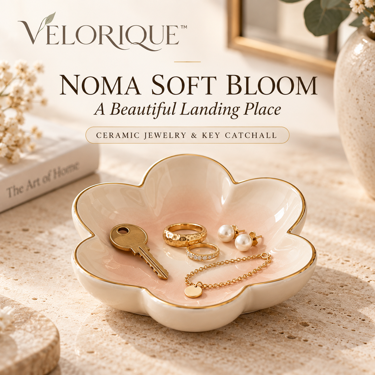 𝑽𝑬𝑳𝑶𝑹𝑰𝑸𝑼𝑬™ Noma Soft Bloom Ceramic Trinket Dish — Jewelry & Key Catchall