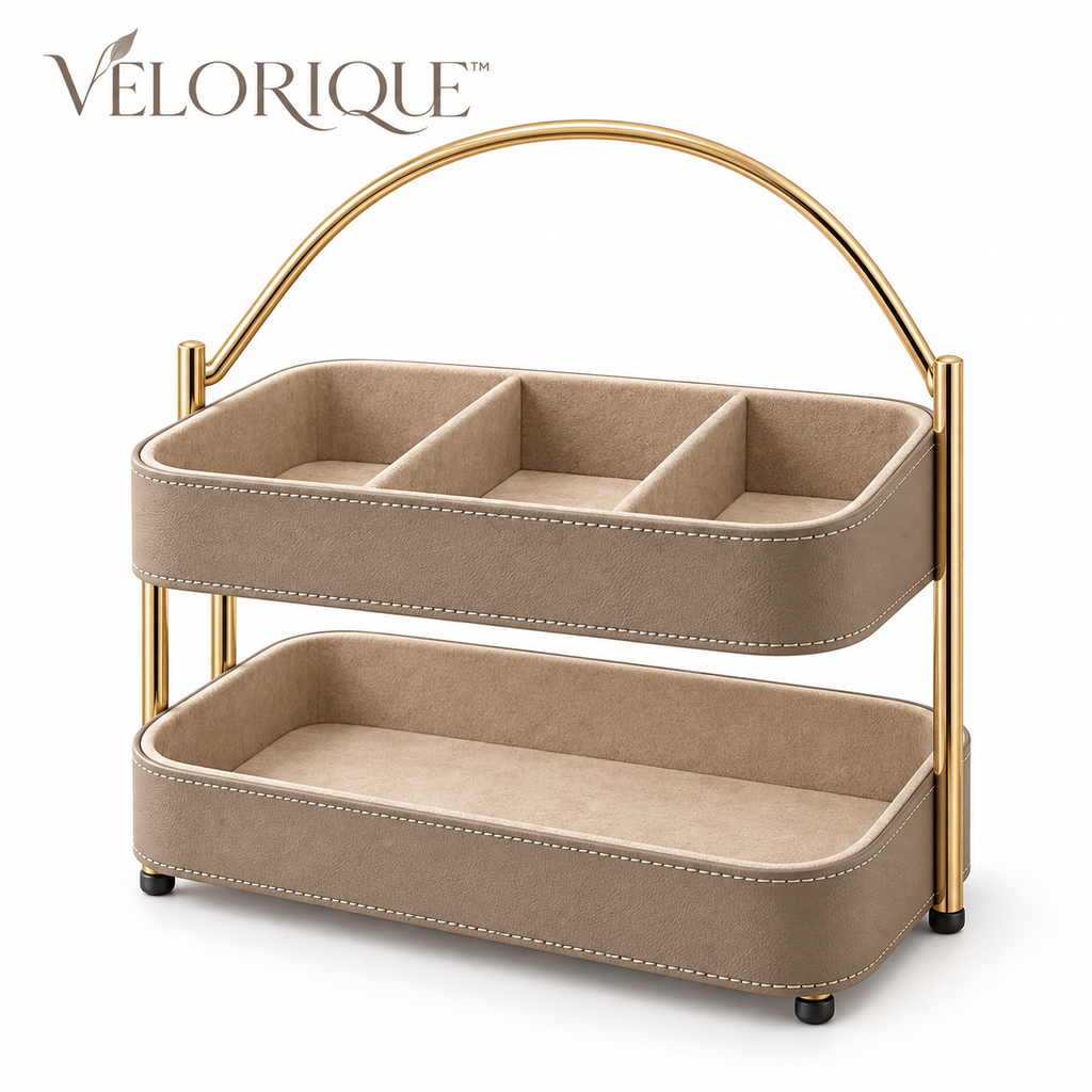 𝑽𝑬𝑳𝑶𝑹𝑰𝑸𝑼𝑬™ Linea Everyday Balance Vanity Organizer — Two-Tier Storage