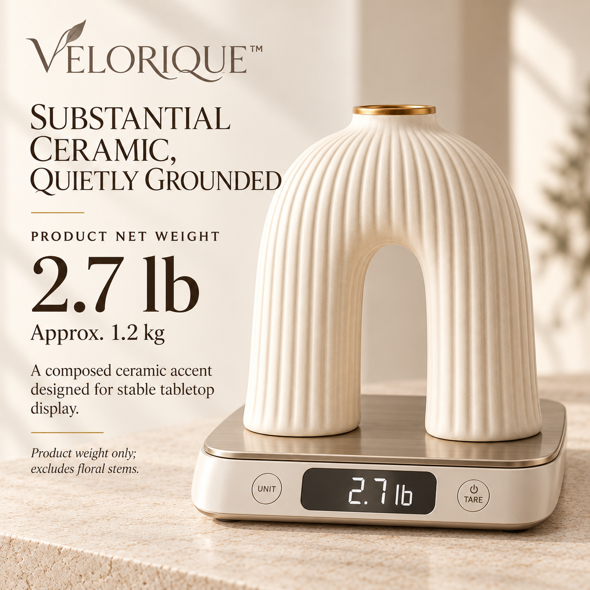 𝑽𝑬𝑳𝑶𝑹𝑰𝑸𝑼𝑬™ Aurelia Quiet Arch Ceramic Vase — Modern Sculptural Home Décor