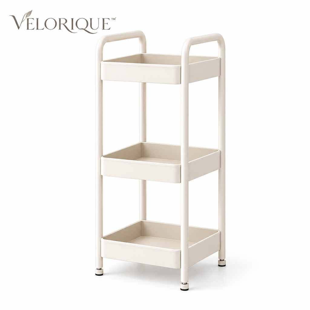 𝑽𝑬𝑳𝑶𝑹𝑰𝑸𝑼𝑬™ Mora Rise & Restore Slim Storage Shelf — Three-Tier Bathroom Organizer