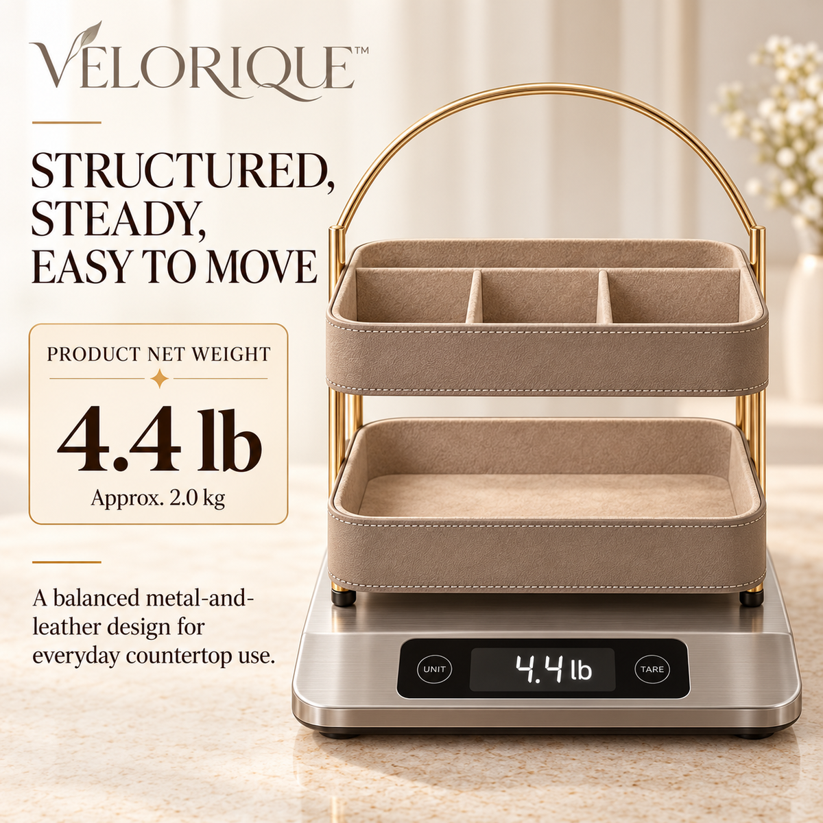 𝑽𝑬𝑳𝑶𝑹𝑰𝑸𝑼𝑬™ Linea Everyday Balance Vanity Organizer — Two-Tier Storage