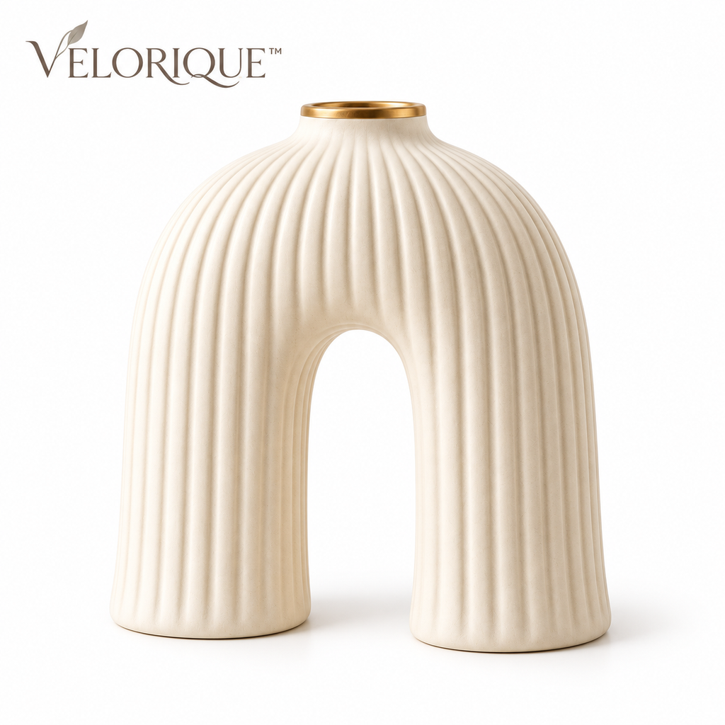 𝑽𝑬𝑳𝑶𝑹𝑰𝑸𝑼𝑬™ Aurelia Quiet Arch Ceramic Vase — Modern Sculptural Home Décor