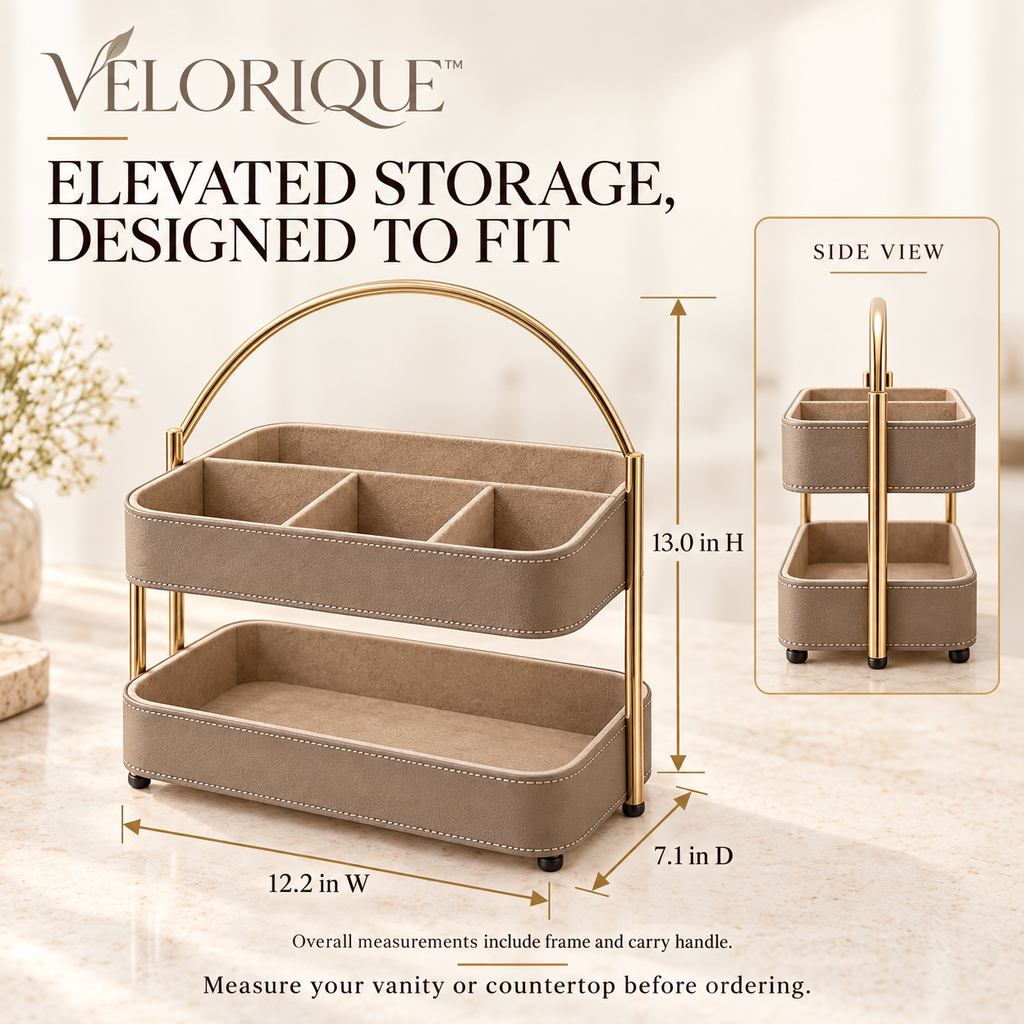 𝑽𝑬𝑳𝑶𝑹𝑰𝑸𝑼𝑬™ Linea Everyday Balance Vanity Organizer — Two-Tier Storage