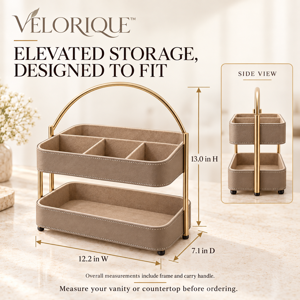 𝑽𝑬𝑳𝑶𝑹𝑰𝑸𝑼𝑬™ Linea Everyday Balance Vanity Organizer — Two-Tier Storage