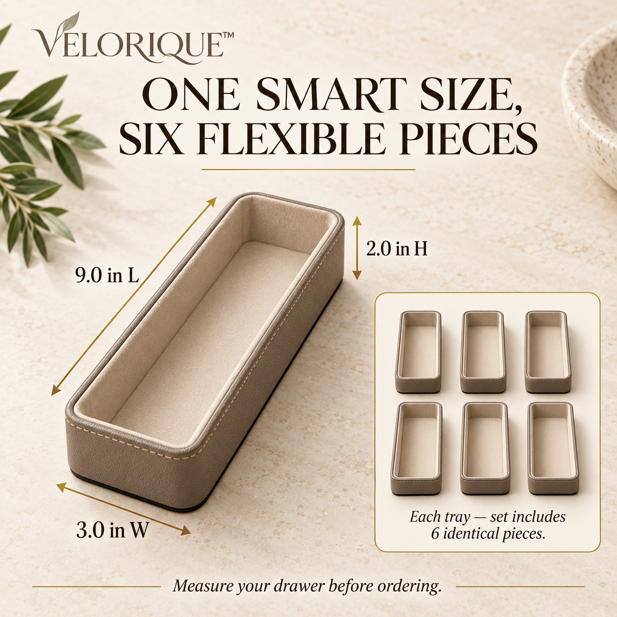 𝑽𝑬𝑳𝑶𝑹𝑰𝑸𝑼𝑬™ CalmGrid A Place for Everything Drawer Organizers — 6-Piece Set