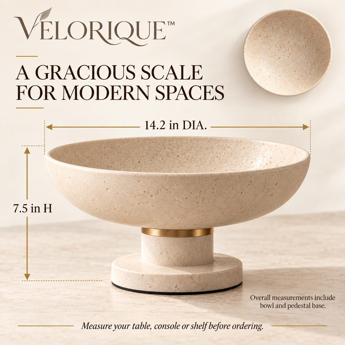 𝑽𝑬𝑳𝑶𝑹𝑰𝑸𝑼𝑬™ Halo Center of Calm Pedestal Bowl — Modern Decorative Centerpiece
