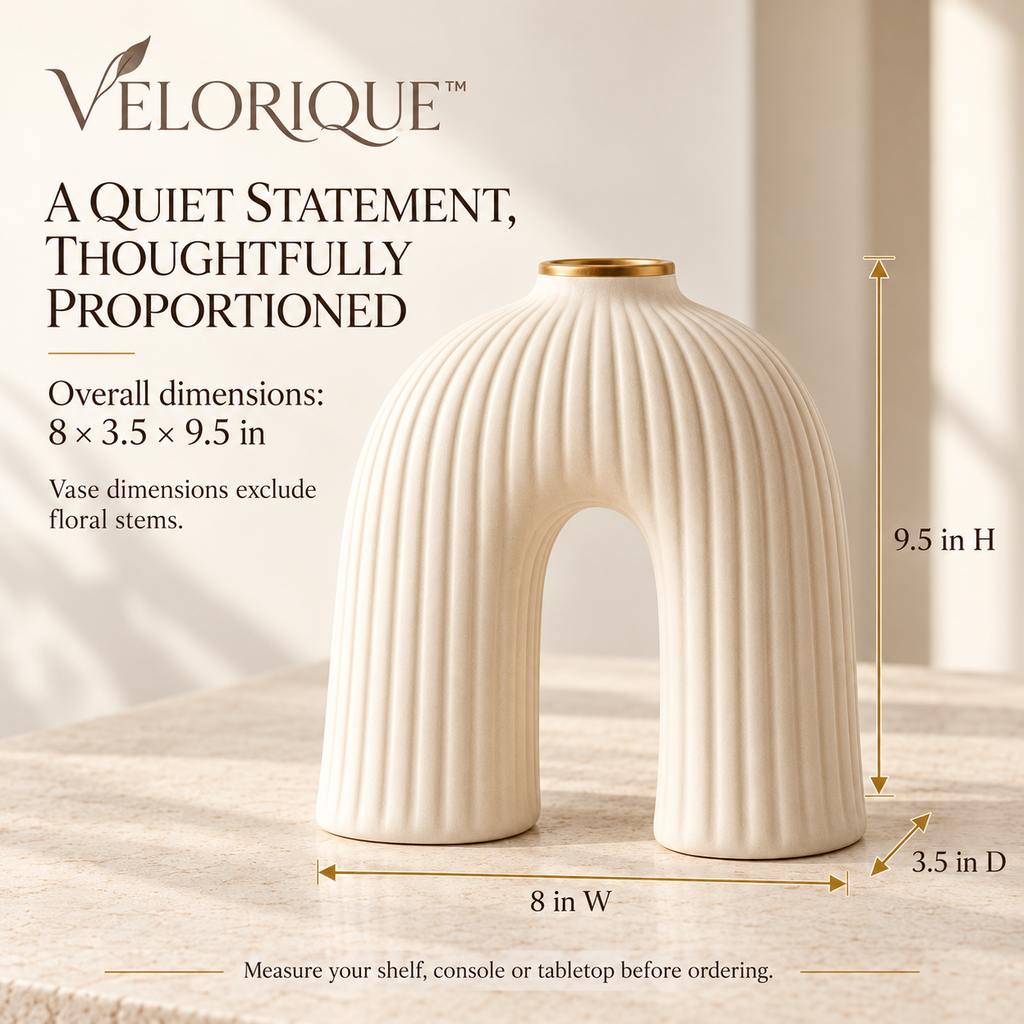 𝑽𝑬𝑳𝑶𝑹𝑰𝑸𝑼𝑬™ Aurelia Quiet Arch Ceramic Vase — Modern Sculptural Home Décor