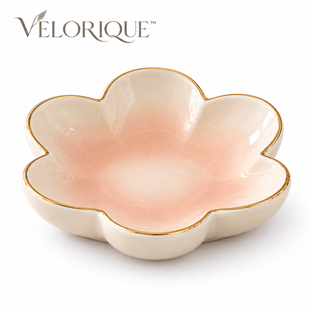 𝑽𝑬𝑳𝑶𝑹𝑰𝑸𝑼𝑬™ Noma Soft Bloom Ceramic Trinket Dish — Jewelry & Key Catchall