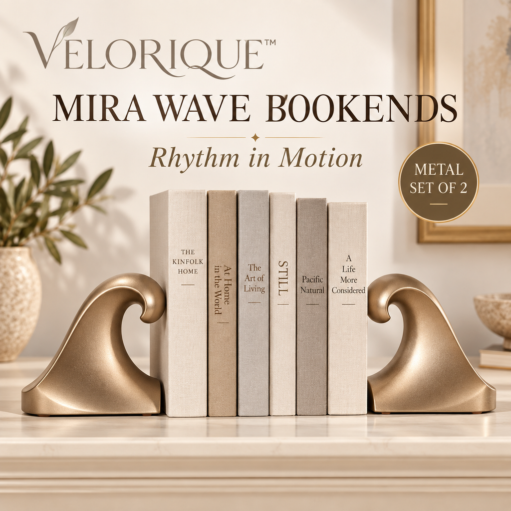 𝑽𝑬𝑳𝑶𝑹𝑰𝑸𝑼𝑬™ Mira Rhythm in Motion Wave Bookends — Metal Set of 2