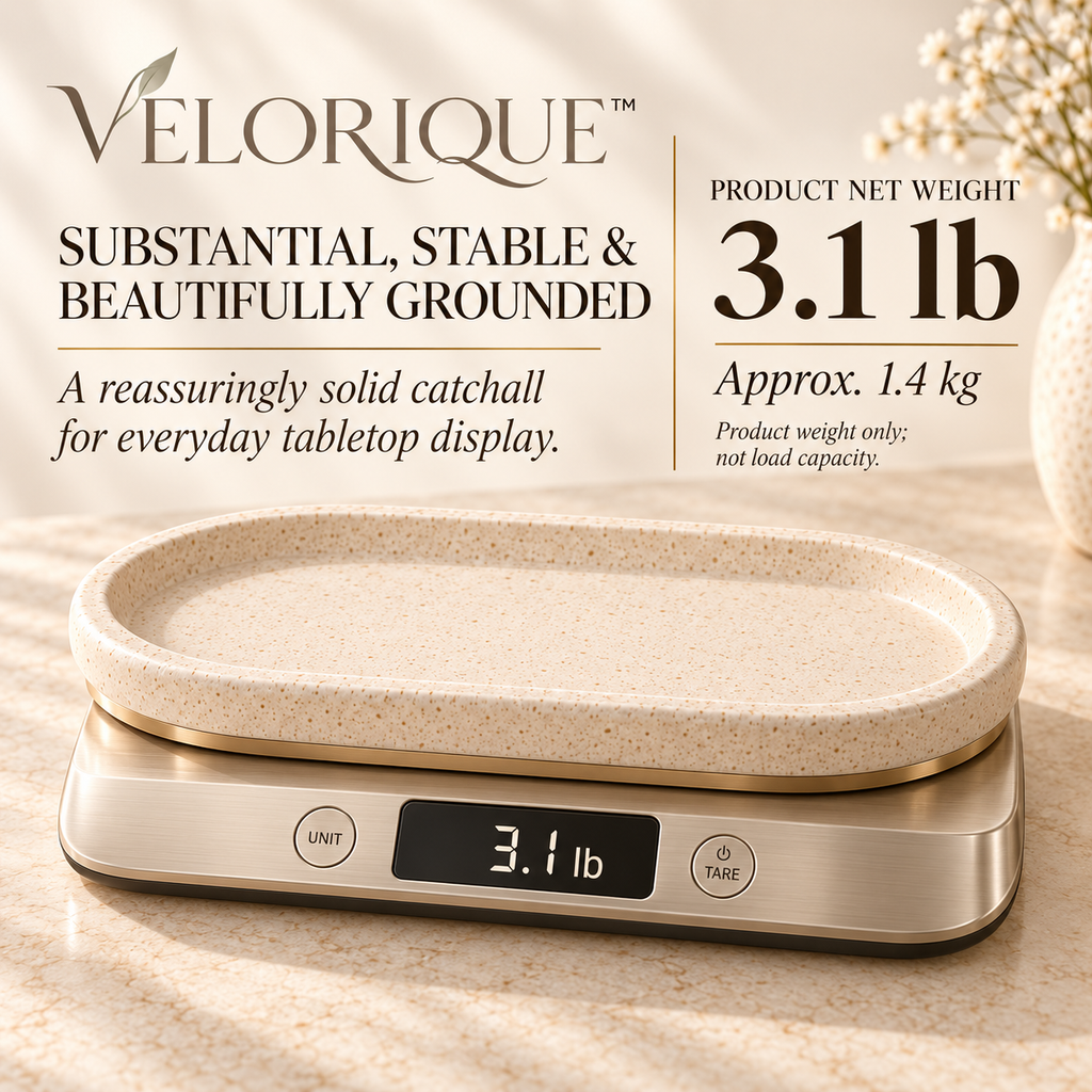 𝑽𝑬𝑳𝑶𝑹𝑰𝑸𝑼𝑬™ Solenne Still Stone Oval Display Tray — Modern Vanity Catchall