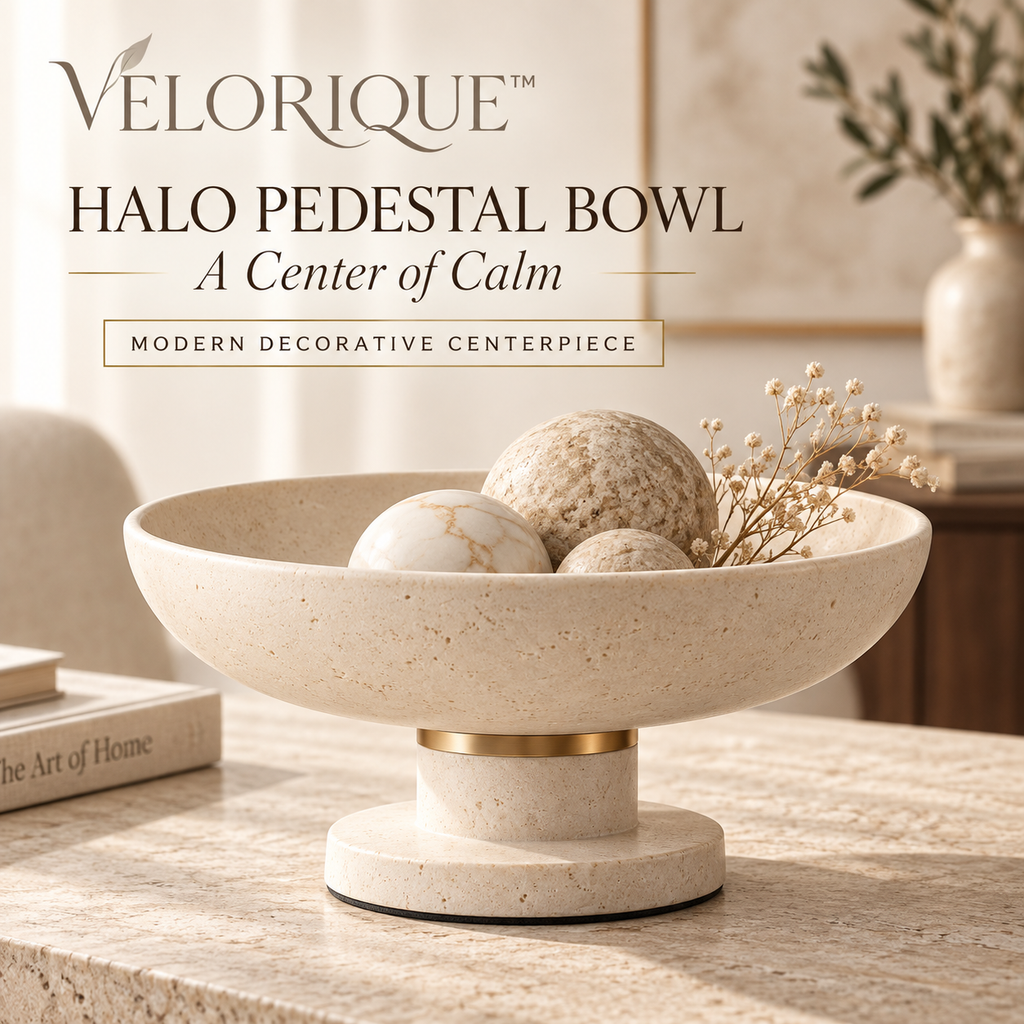 𝑽𝑬𝑳𝑶𝑹𝑰𝑸𝑼𝑬™ Halo Center of Calm Pedestal Bowl — Modern Decorative Centerpiece