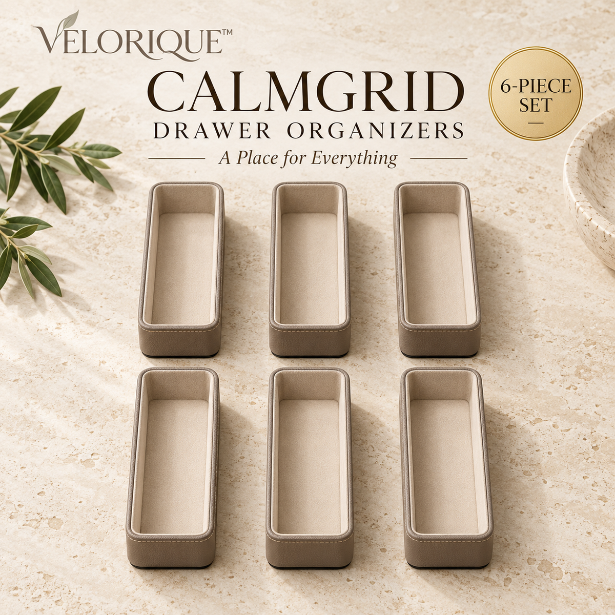 𝑽𝑬𝑳𝑶𝑹𝑰𝑸𝑼𝑬™ CalmGrid A Place for Everything Drawer Organizers — 6-Piece Set