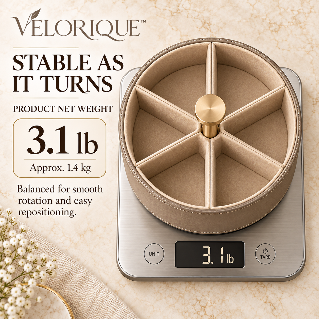 𝑽𝑬𝑳𝑶𝑹𝑰𝑸𝑼𝑬™ Sora Circle of Order Rotating Organizer — 360° Storage Caddy