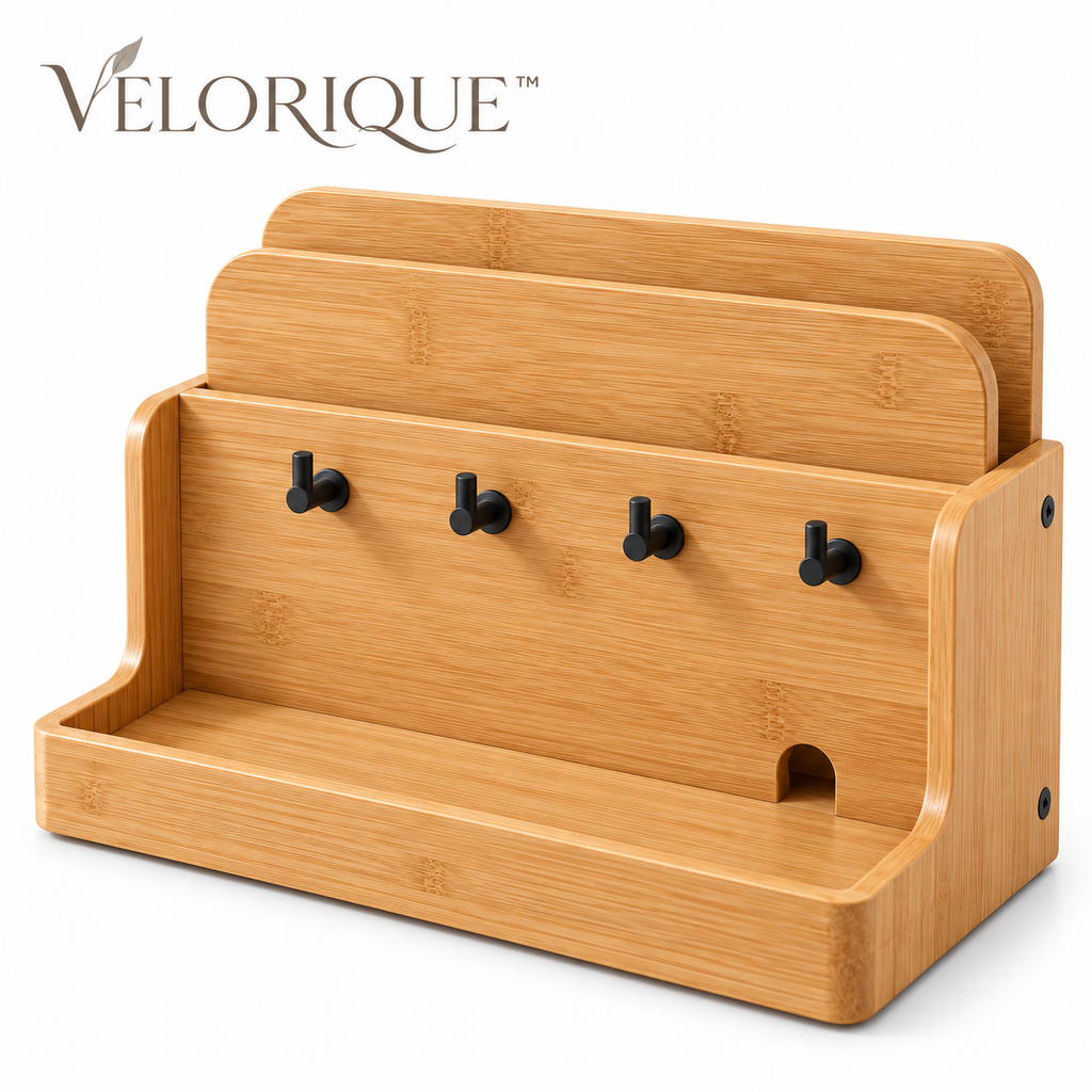𝑽𝑬𝑳𝑶𝑹𝑰𝑸𝑼𝑬™ TidyArc Coming Home Entryway Organizer — Wood Mail & Key Station