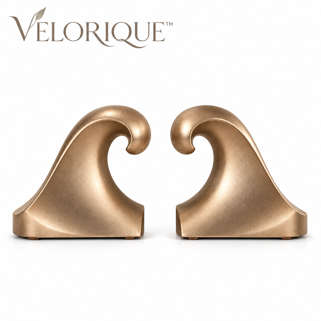 𝑽𝑬𝑳𝑶𝑹𝑰𝑸𝑼𝑬™ Mira Rhythm in Motion Wave Bookends — Metal Set of 2