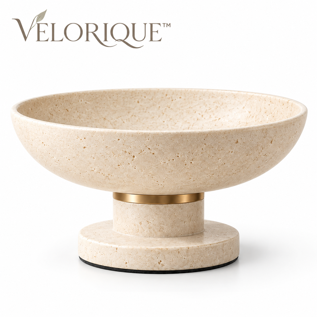 𝑽𝑬𝑳𝑶𝑹𝑰𝑸𝑼𝑬™ Halo Center of Calm Pedestal Bowl — Modern Decorative Centerpiece